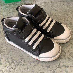 Black leather sneakers